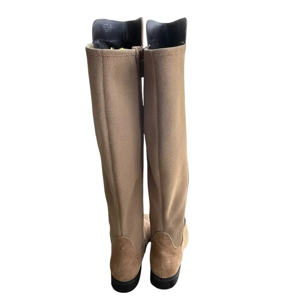 Cole Haan Boots Women's Size 8 B Suede Low Heel Over the Knee Boot Tan Cognac